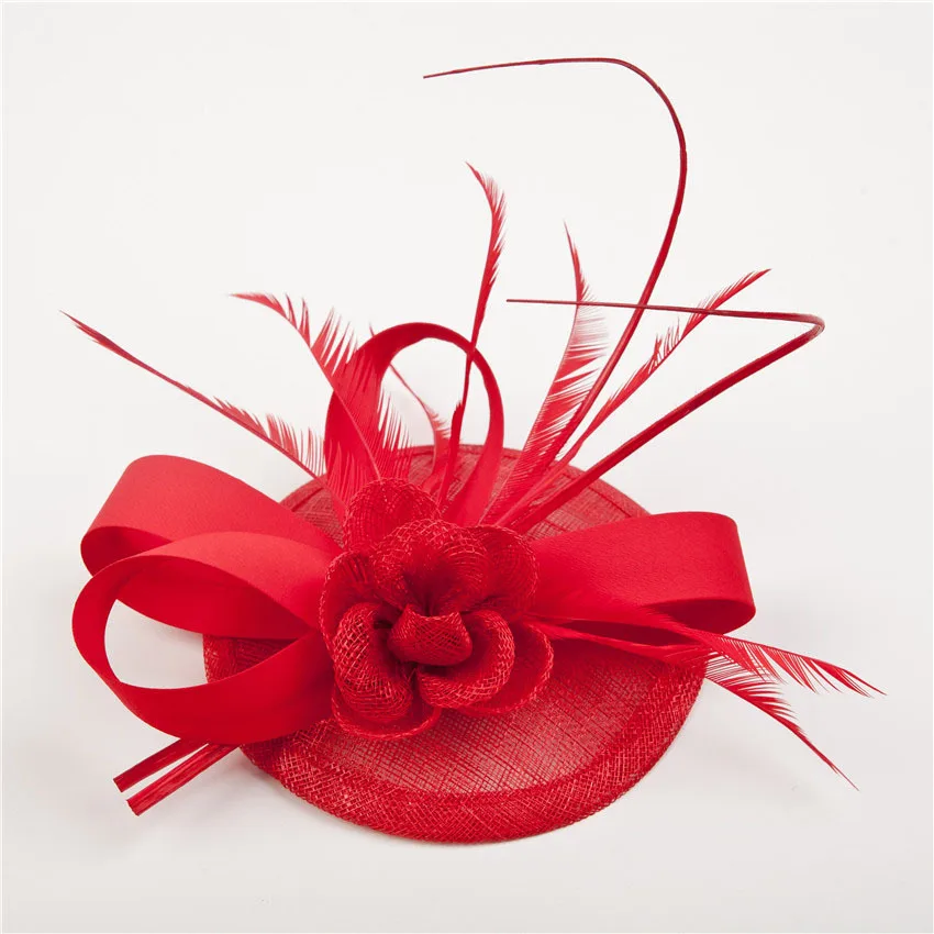 Женские Элегантные вуалетки ShanFu с перьями свадебные головные уборы красные