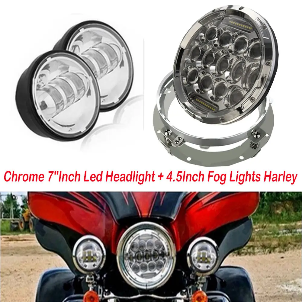 Хромированный 7 ''круглый 75 Вт светильник для головы мотоцикла + 4 5 дюйма