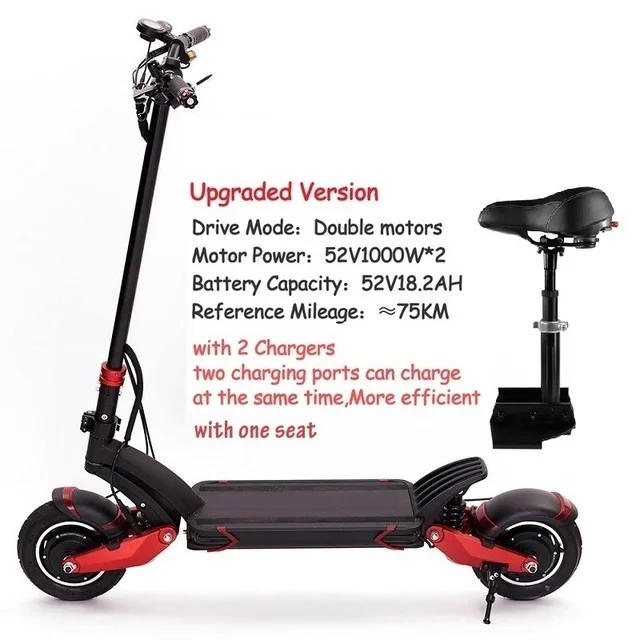 Upg 2 charger Seat Новейшая модель; нулевой 10X скутер 10 дюймов двойной двигатель высокое Скорость электрический скутер 52 в 2000 Вт внедорожный е-скутер способный преодолевать Броды 65 км/ч, придавая подарочный пакет - Цвет: Upg 2 charger Seat