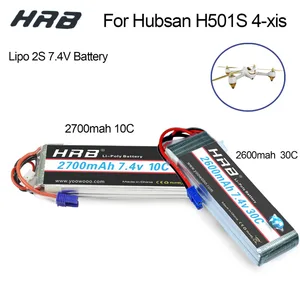 Аккумулятор HRB RC Lipo 2s Hubsan H501S 4X, литий-полимерный аккумулятор для вертолета и самолета, 7,4 В, 2600 мАч, 2700 мАч, 10C, 30C, EC2 Аккумулятор для беспилотника Akku