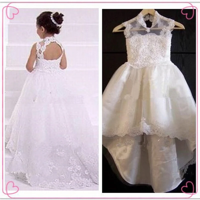 

Brand New Flower Girl Dresses with Train Keyhole Back Little Girls Kids/Children Dress Wedding Party Communion Pageant Dress