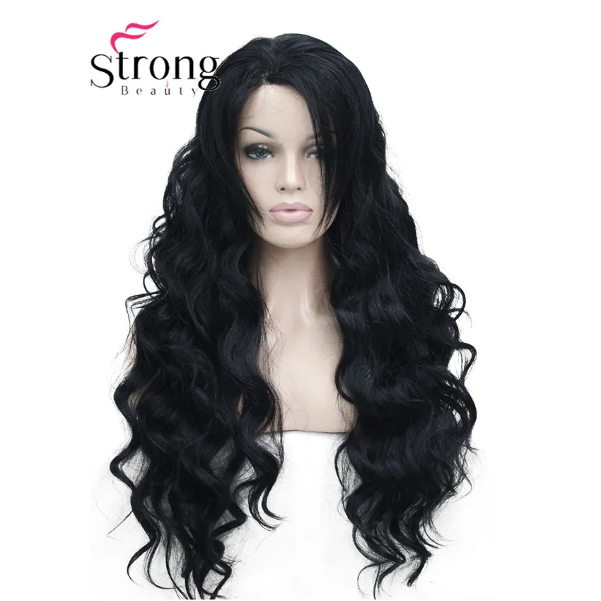 StrongBeauty парик из синтетического кружева спереди волнистый коричневый выделенный полный парик для женщин