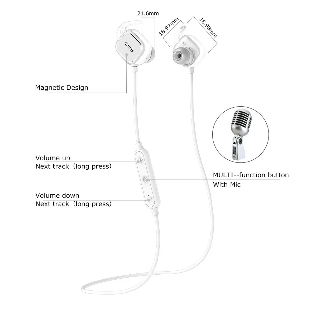 Qcy QY12 Auriculares bluetooth-гарнитура Беспроводной наушники с микрофоном магнит Функция