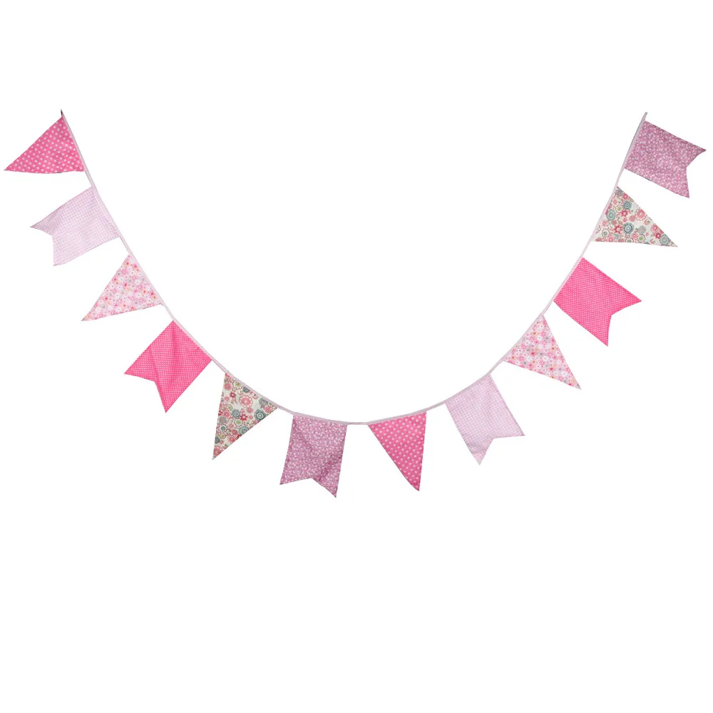 Гирлянда винтажная розовая ручной работы 3 2 м 12 флагов украшения реквизит для