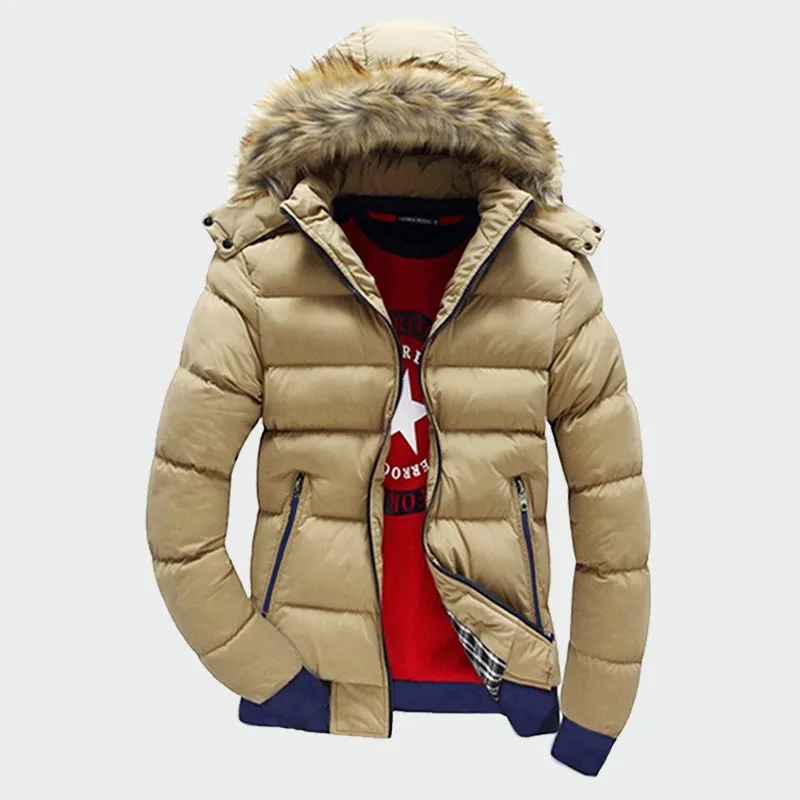Solid Khaki Зимние мужские толстые пальто, теплые мужские куртки с подкладкой, повседневные теплые парки с капюшоном, новые мужские пальто, Мужская брендовая одежда, M-4XL ML061 - Цвет: Solid Khaki
