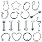 Стальное сегментное кольцо для пирсинга носа, носовой перегородки, губ, бровей, языка, CBR, Козелок для пирсинга уха, завитка ушной раковины, кликера, ювелирные изделия для пирсинга, 1 шт.