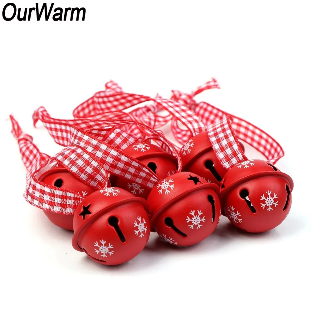 OurWarm 20 шт. колокольчики для рождественской елки висячие украшения красные