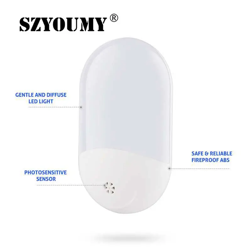 SZYOUMY 10pcs/pack AC LED Wall Lamp Light Control Sensor Corridor Bedroom Toilet Stair Bedside Lamp Smart Home Night Light