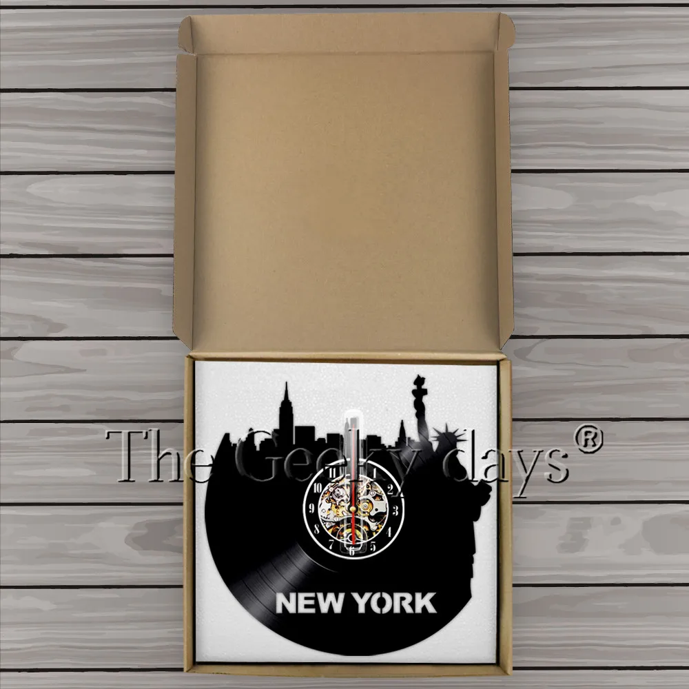 Виниловые настенные часы New York Citycape современный дизайн 3D креативные