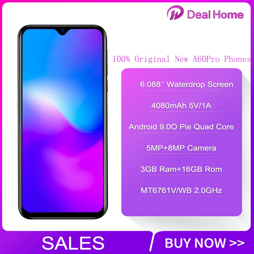 Blackview A60 Pro 6 088 &quotв виде капли воды Экран мобильный телефон Android 9 0 4080 мА/ч MTK6761 с