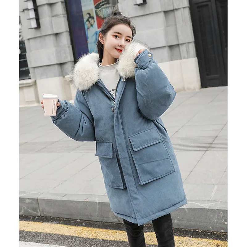 

2019 new long down jacket cotton women's Korean version of the loose winter jacket thick cotton coat A370