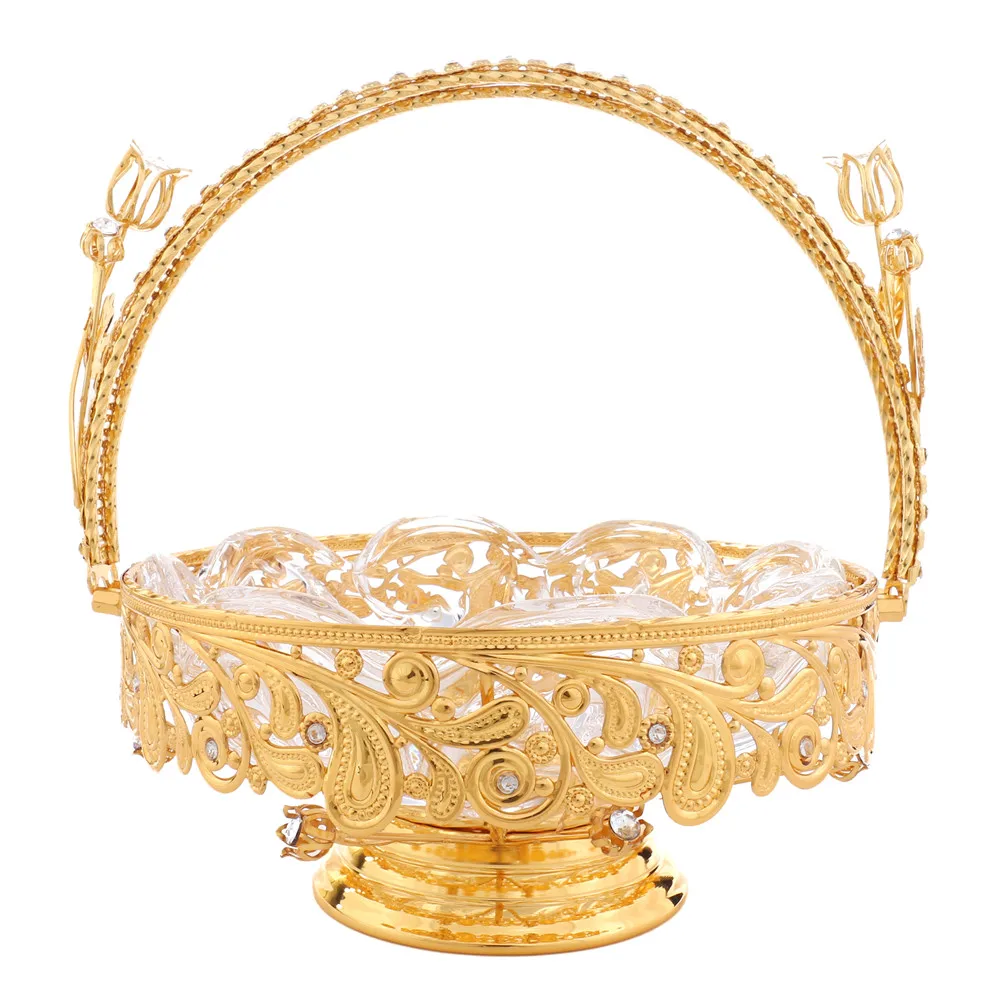 1 шт. ручная работа фруктовая тарелка блестящий золотой фруктовый поднос корзина