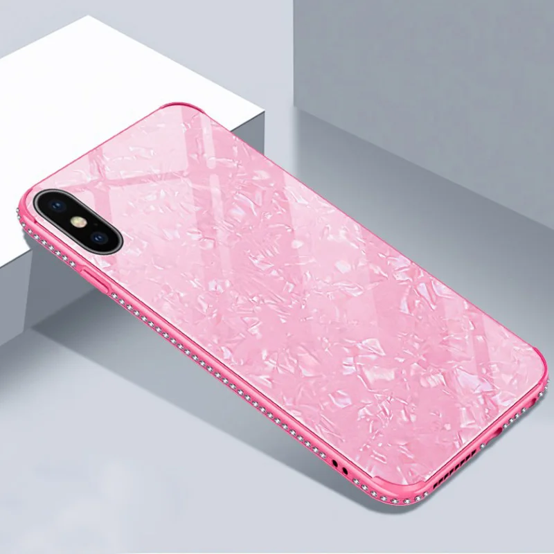 Роскошный чехол из закаленного стекла для iPhone X XS XR Max 6 6S 7 8 Plus Блестящий Модный
