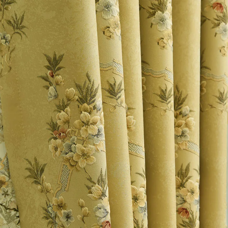 cream color curtain Европейский Топ светло-голубой высокое качество жаккард вилла шторы для гостиной кремовый цвет Роскошные 3D жаккардовые шторы для спальни - Цвет: cream color curtain