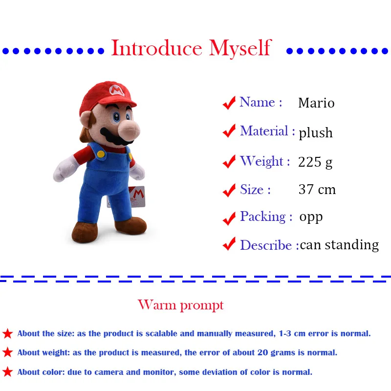 3 вида стилей Аниме Super Mario Bros стоящая Yoshi Luigi плюшевая кукла плюшевые мягкие с наполнением детские игрушки отличный подарок на Рождество для детей