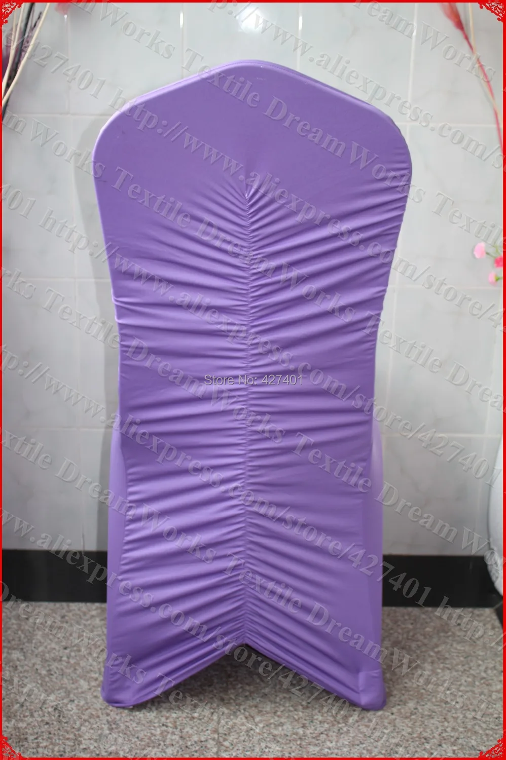 Чехол на стул из спандекса с оборками спине лавандового