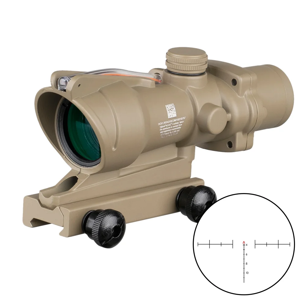 Trijicon ACOG 4X32 Scope Fiber Optics Red Dot Adjustable Illuminated Chevron Glass Etched Reticle Tactical Hunting Sight - Цвет: SRChevron
