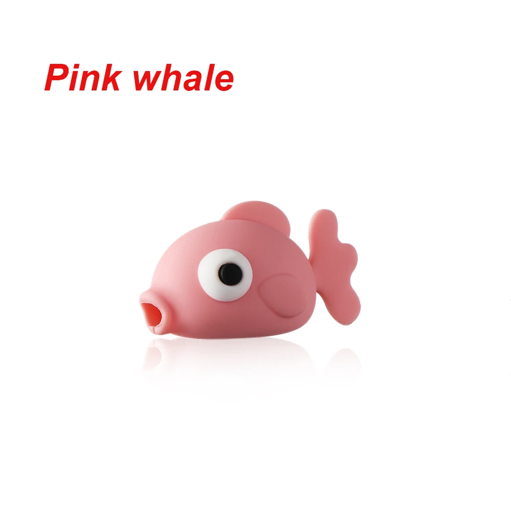 Pink Whale 1 шт. в форме животных Toot Meng Дракон рыба укус защитный рукав анти-блокировка линии передачи данных Защитная крышка для сматывания кабеля - Цвет: Pink Whale