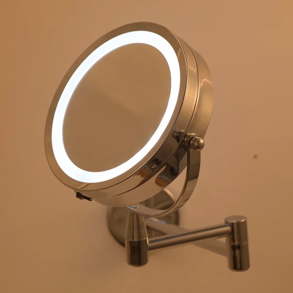 Для ванной зеркало led косметическое зеркало 1X/3x увеличение Регулируемый Настенный Макияж зеркало двойное Арм расширение 2-Уход за кожей лица ванная комната зеркало