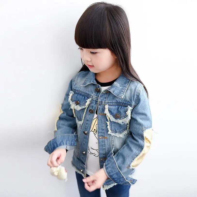 Брендовые джинсовые куртки с дырками для маленьких девочек модная детская