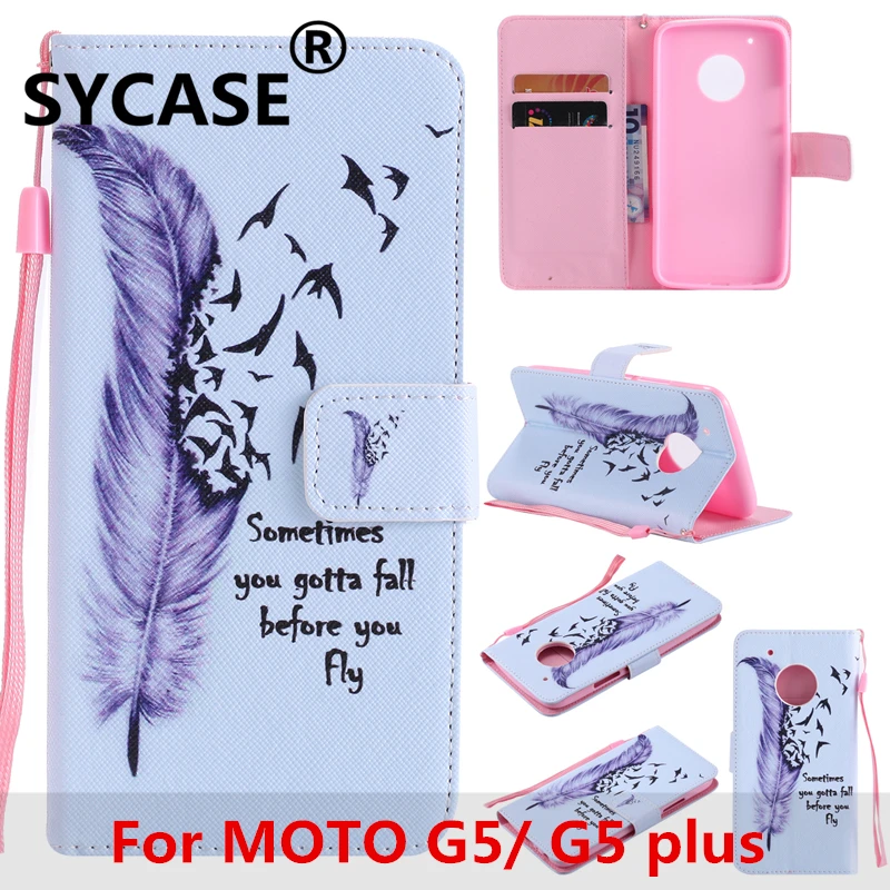 Sycase флип чехол для Motorola G5 плюс Окрашенные чехол-портмоне с отделением карт