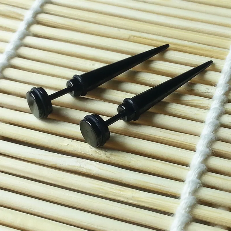 Модные серьги-шпильки с черным покрытием из нержавеющей стали длинные