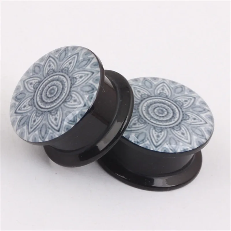 New Acrylic White Flowers Ear Gauges Plugs Tunnels Screw Fit Expansion Punk Stretched Sexy Body Piercing Jewelry | Украшения и