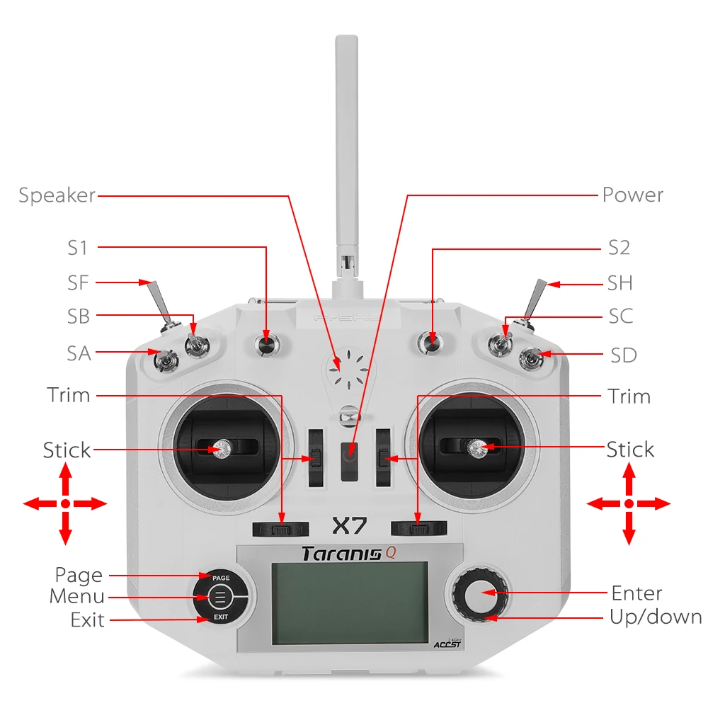 Передатчик FrSky доступа Taranis Q X7 QX7 2 4 GHz 16CH с R9MReceiver без батарейного режима для