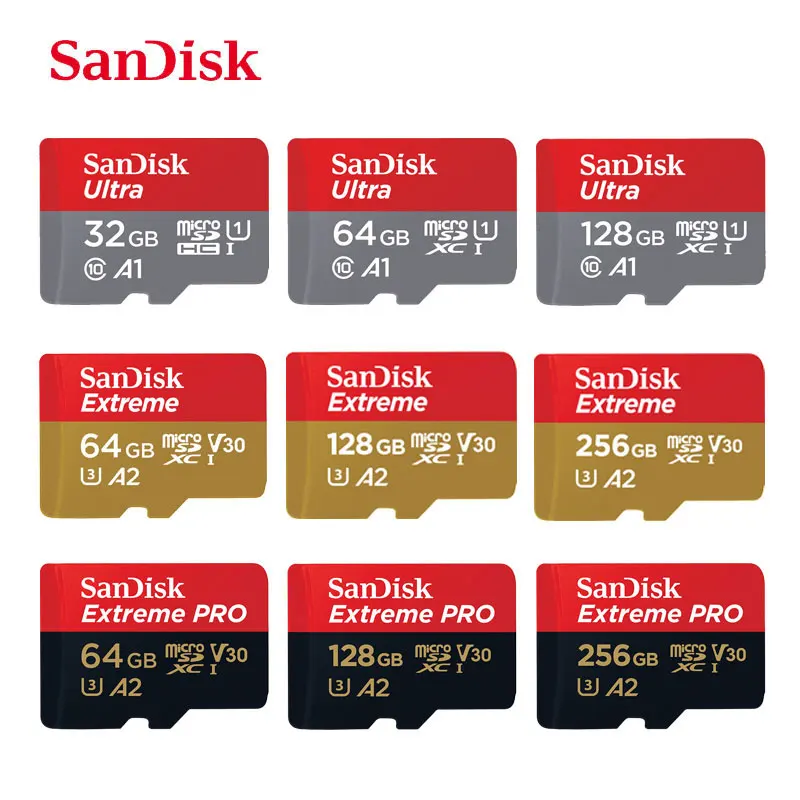 SanDisk Ultra Micro SD Card 16GB 32GB MicroSDHC Memory Card 64GB 128GB 256GB MicroSDXC EXTREME/Extreme PRO V30 U3 4K UHD TF Card