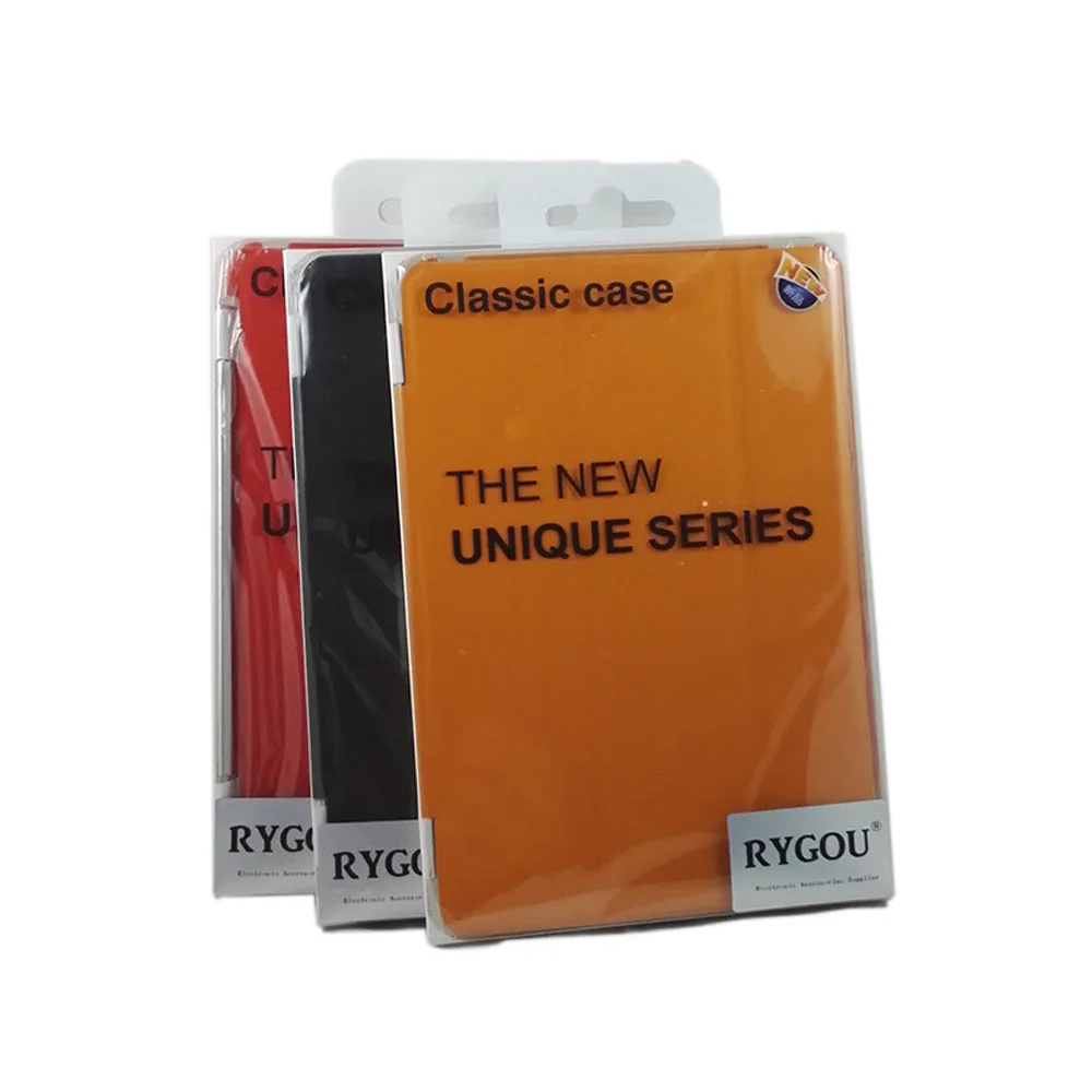 RYGOU Case for iPad mini 1 2 3 Tri-fold Smart Solid Color Ultra Slim PU Leather Transparent Back Cover case |