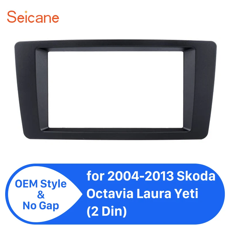 

Seicane Double Din Stereo Dash Installation Trim kit Car Radio Panel Fascia Frame for Skoda Octavia Laura Yeti Black