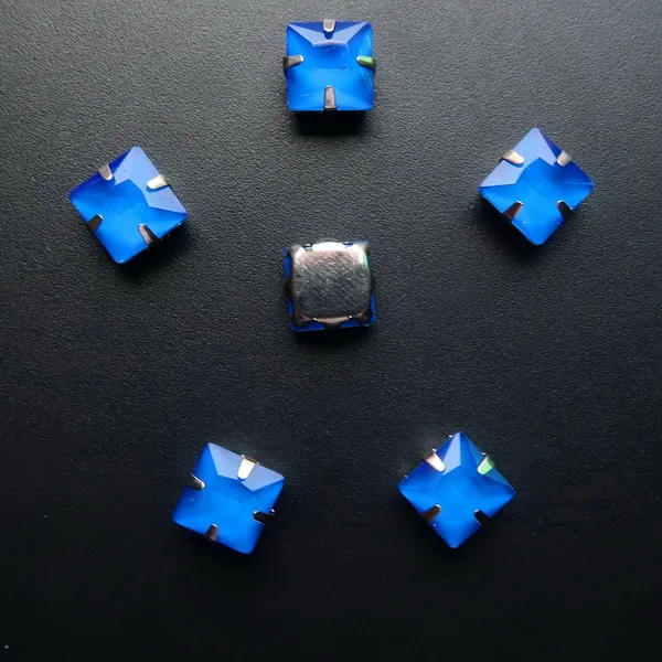 A7 Sapphire Милый Серебряный металлический коготь 50 шт/п желе конфеты и AB цвета стекло кристалл 8 мм квадратной формы пришить стразы свадебное платье diy отделка - Цвет: A7 Sapphire