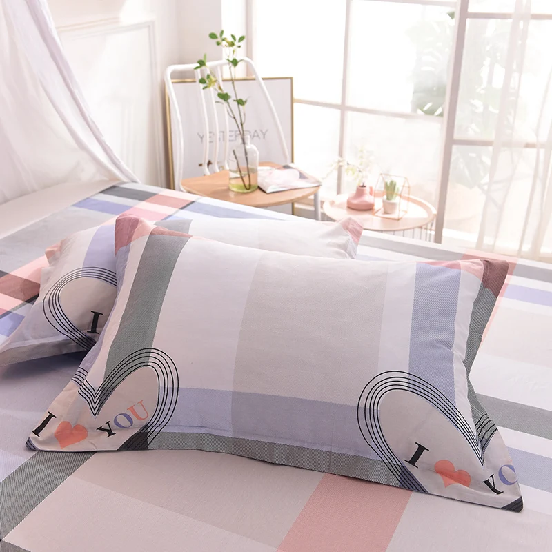 Милые простые клетчатые простыни с сердечками эластичной лентой Заводская