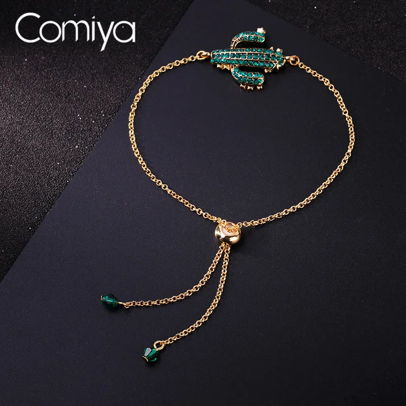 Женские браслеты Comiya золотистого цвета длинные звенья цепочка Feminino стеклянный
