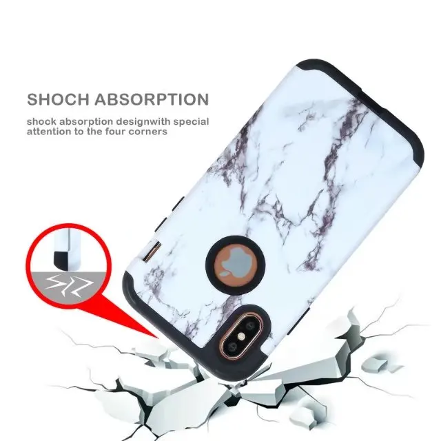 Marbling Shockproof Tough Hybrid Armor Drop Protection Case Cover For iPhone X |