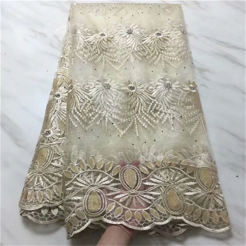 Африканская кружевная ткань 2019 вышитая нигерийская бисерная высокого качества
