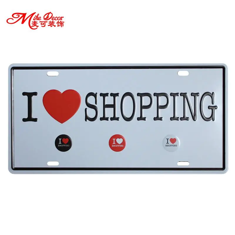 [Mike86] I LOVE SHOPPING Ретро Забавный металлический знак для паба ремесло Картина
