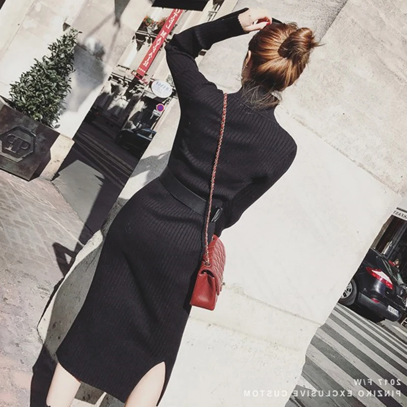 Обтягивающее трикотажное платье Осень-зима 2019 длинное облегающее с люрексом и