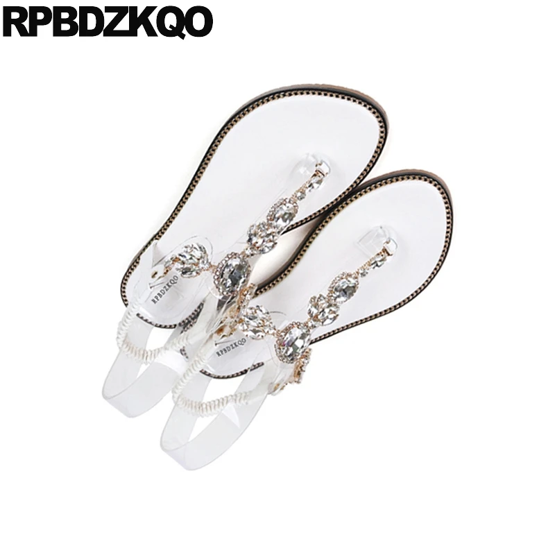 Сандалии женские с Т-образным ремешком модная пляжная обувь для отдыха богемный