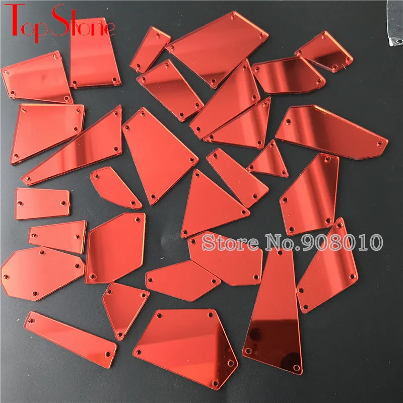 TopStone 30 форм Размеры Смешанные Пришивные акриловые Стразы flatback Lt Siam красный цвет зеркальные акриловые бусины для шитья ювелирных изделий