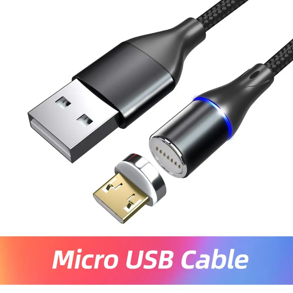 Black Magnetic cable ANMONE Магнитный кабель Micro USB кабель 3A быстрое зарядное устройство Быстрая зарядка Магнитный провод Android зарядный шнур для телефона планшета - Цвет: Black Magnetic cable