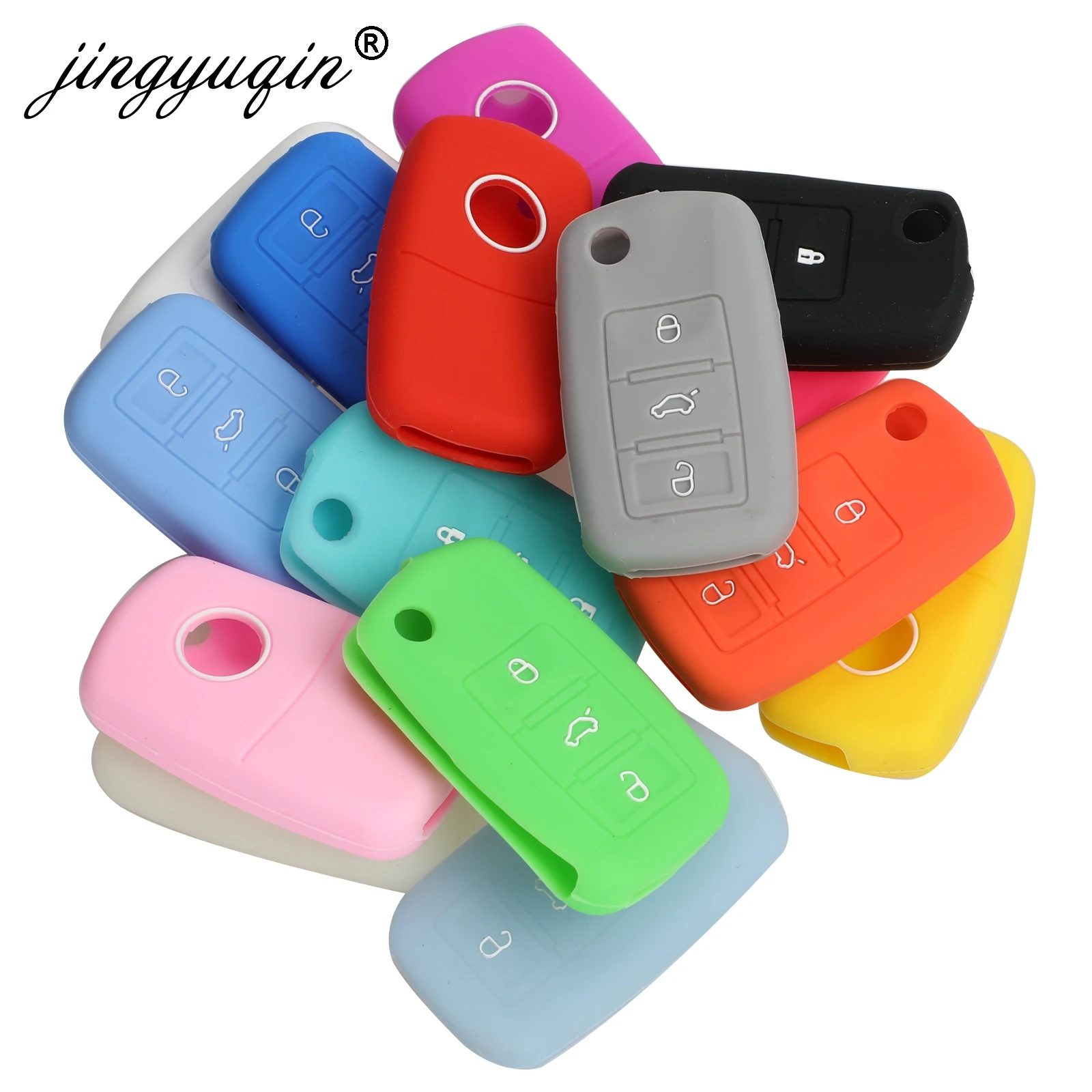 Jingyuqin силиконовый чехол для ключа VW Polo Passat B5 Golf 4 5 6 Jetta Mk6 Tiguan CrossFox Plus Eos Scirocco