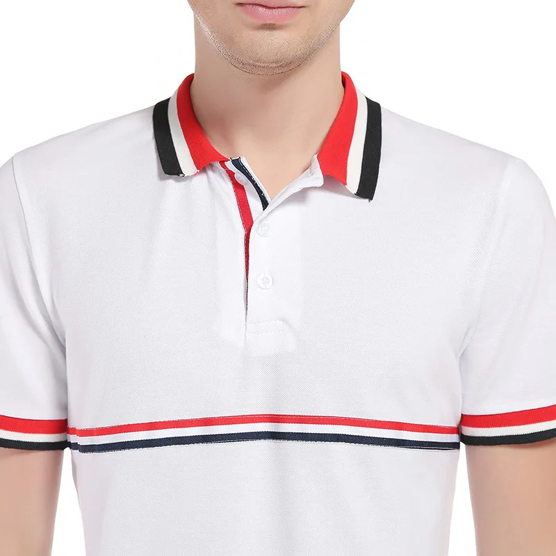 Polo Shirt Men 2017 Brand Clothing Hem Stripes Lapel Cotton Short Sleeve Poloshirt S-XXL B86 | Мужская одежда