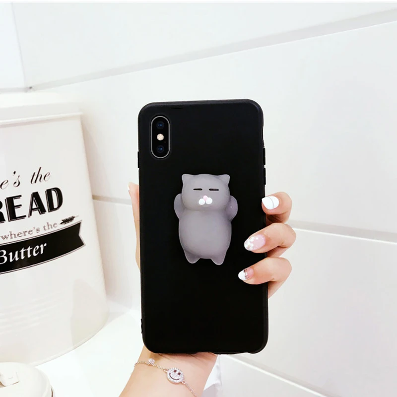 Чехол Overfly 3D Cat для iPhone XR XS X Max Милые силиконовые чехлы с мультяшным котом 6 7 6S 7S
