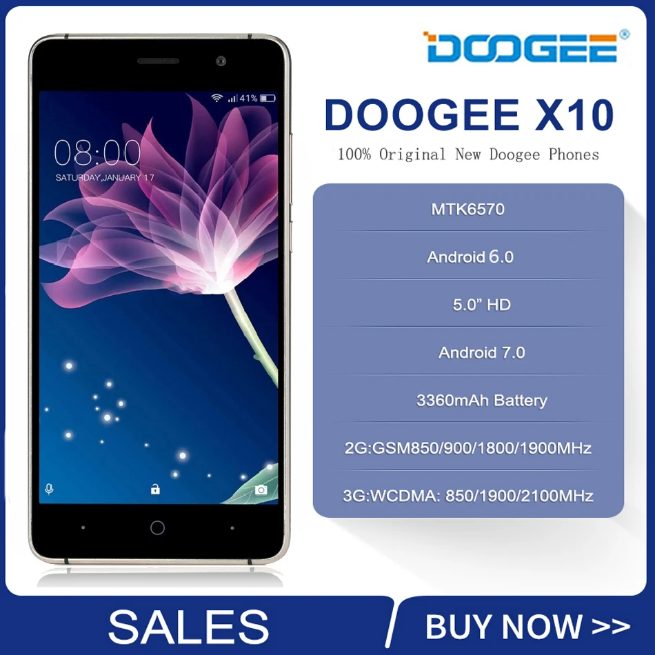 Doogee X10 3360 мАч ОС Android 6 0 8 ГБ Встроенная память MTK6570 процессор 5.0MP сзади камера Dual SIM 5