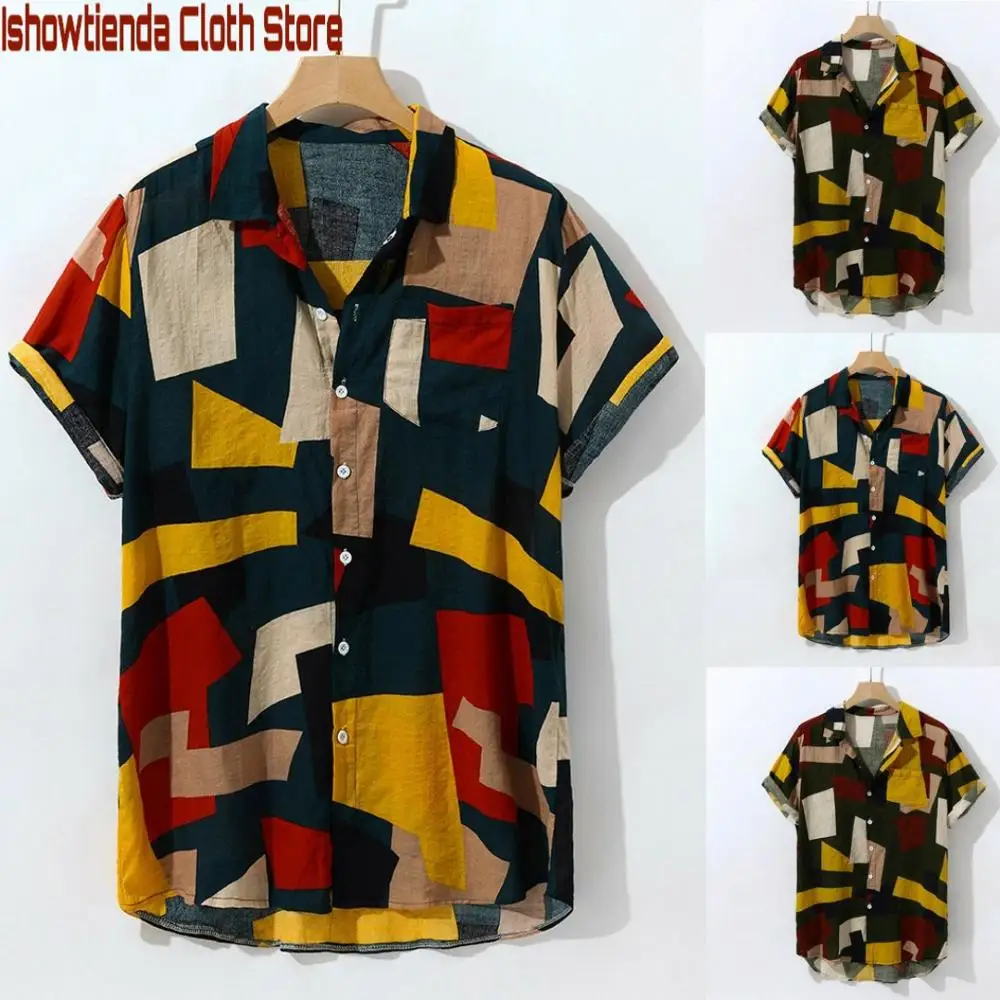 Мужская свободная Гавайская блузка с короткими рукавами Camicia da uomo nuova