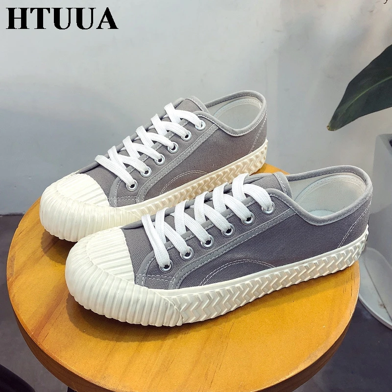 Женские парусиновые кроссовки HTUUA повседневные туфли на плоской платформе