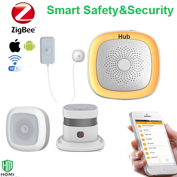 Домашняя система обнаружения безопасности и окружающей среды Zigbee температура воды влажность сенсорный детектор дыма комплексная защита
