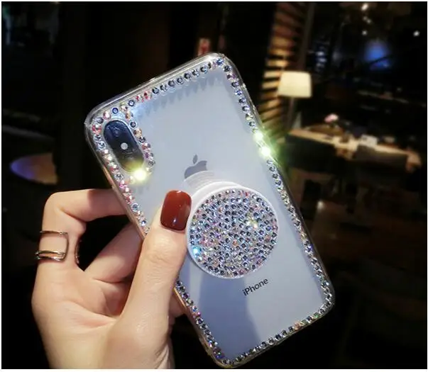 Роскошный чехол со стразами для телефона apple iPhone Xs 6 7 8 plus max мобильного прозрачный