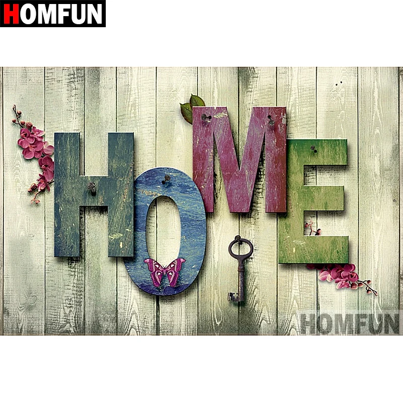 Алмазная живопись HOMFUN вышивка крестиком 5D алмазная Цветочная буква домашний